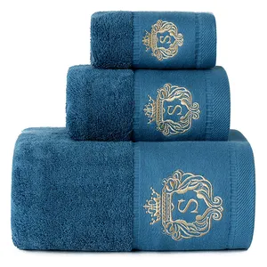 Wholesale custom luxury SPA 3 pack 100% organic cotton towel face hand bath towel cotton