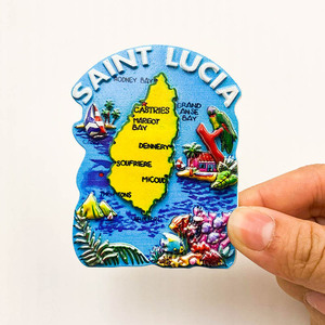 Magneti per Frigorifero 3D in Resina di Santa Lucia Caraibica, Souvenir con Tartaruga e Mappa dei <span class=keywords><strong>Pitoni</strong></span> per Regali di Viaggio Tropicale - Product Image 2