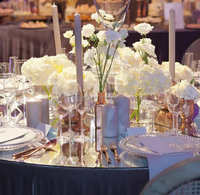 Nouveaux plateaux de table rectangulaires et ronds en acrylique doré et argenté effet miroir 2025 pour la décoration d'événements de mariage