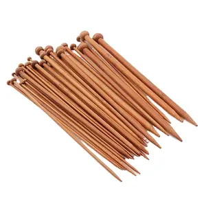 18 种尺寸 36 件光滑的钩针碳化竹单尖头针织针