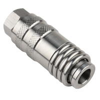 Raccord rapide universel 5-en-1 en acier inoxydable SS304, type de sécurité pour échappement, raccord cannelé 1/4" NPT, connecteur pneumatique, origine Chine, 0,2 kg