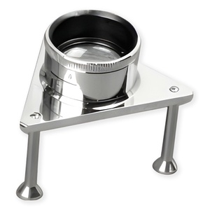 Loupe de bijoutier réglable 10x sur trépied s141 avec support de mise au point, tête à revêtement noir, base chromée et loupe à motif textile - Product Image 1