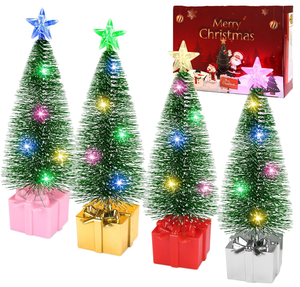 Juego de 4 Mini Árboles de Navidad <span class=keywords><strong>Artificiales</strong></span> con Luces LED para Decoración de Escritorio, Fiestas <span class=keywords><strong>Navideñas</strong></span> - Product Image 1