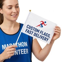 Drapeaux à main personnalisés imprimés numériquement en couleur, résistants à la décoloration, pour campagnes électorales, directement de l'usine