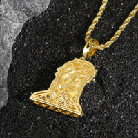 Promotion Collier Visage de Jésus entièrement serti de zircone plaqué or Couronne d'épines Pendentif religieux Hip Hop pour Hommes Collection