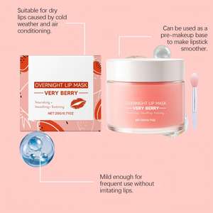 Mascarilla Labial Nocturna de Bayas 20g, Marca Privada OEM, Nutre, Hidrata, Suaviza y Rellena, en Tarro para Dormir - Product Image 3