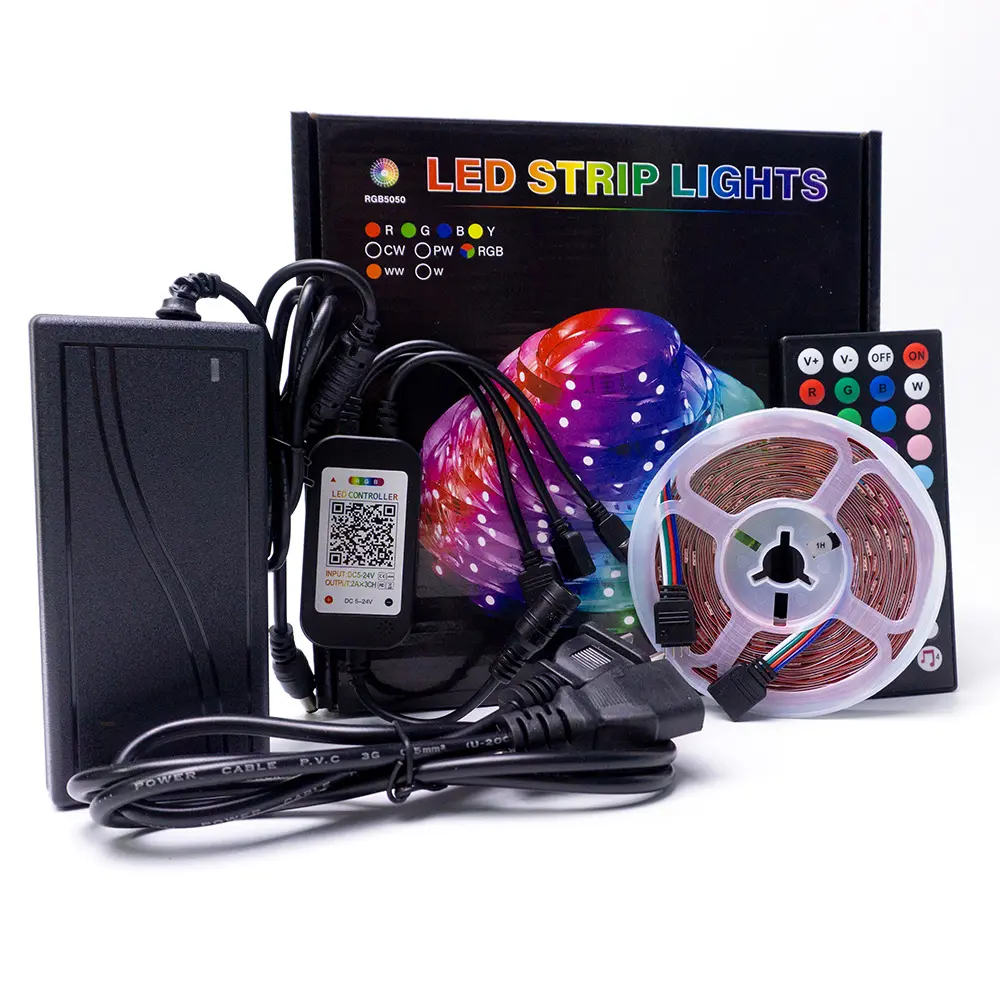 44 Key Remote Music APP Control RGB SMD5050 LED Strip Kit IP65 Waterproof 12V Wireless IR Flex Led Strip Light Full Kit