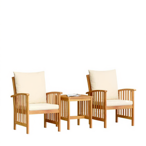 Ensemble de jardin en bois d'acacia 2 places avec coussins, mobilier d'extérieur de style traditionnel - Product Image 1