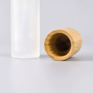 Empty Clear Frosted <b>Bamboo</b> Cosmetic Glass <b>Container</b> Screen Printing Spray Pump Serum Bottle 30-120ml Square Shape Skin Care - Product Image 4