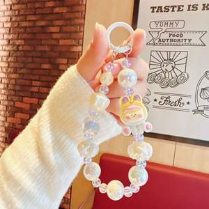 새로운 만화 인형 리리스 휴대폰 케이스 걸이 체인 핸드 페인팅 비즈 키체인 아크릴 귀여운 폰 체인 소녀용 - Product Image 4