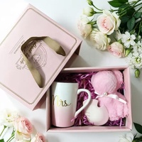 Ensemble cadeau de tasse en céramique rose avec cuillère, serviette, ours et boîte cadeau pour anniversaire, professeur, meilleur ami, cadeaux pour femmes