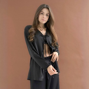 Conjunto de pijama con cordones Sexy de satén elástico para mujer, ropa cómoda y transpirable para el hogar - Product Image 4