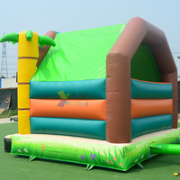 Château gonflable animalier jungle tropicale, combo gonflable Toucan avec toboggan pour événements de carnaval en plein air