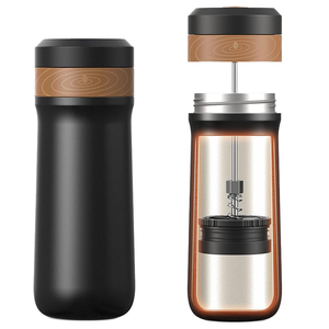 Bouteille isotherme portable de luxe en acier inoxydable de 320 ml, cafetière à piston <span class=keywords><strong>thermos</strong></span> <span class=keywords><strong>avec</strong></span> <span class=keywords><strong>filtre</strong></span> unique pour voyage - Product Image 1