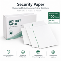 Papier de sécurité anti-contrefaçon avec filigrane, fil vert à bleu et fibre UV, 100 % pâte de bois, papier bond 120 g pour certificats