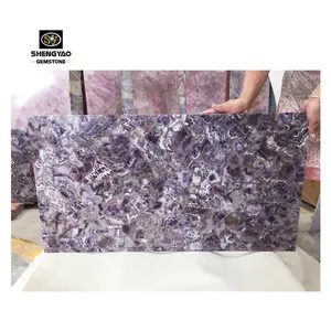 高品质紫水晶餐桌背光效果咖啡桌愈合石