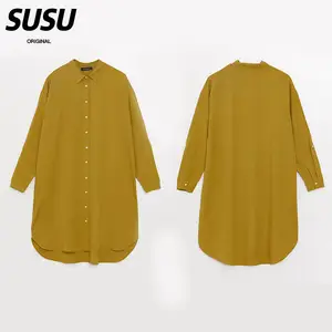 SUSU custom embroidery logo elegant ladies clothing oversize women's clothing modest blouses and shirts for women spring 2024