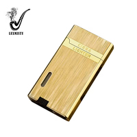 Briquet à double flamme bleue à impact direct, coupe-vent, au gaz butane, en métal, avec logo laser personnalisé, pour cigarettes et cigares