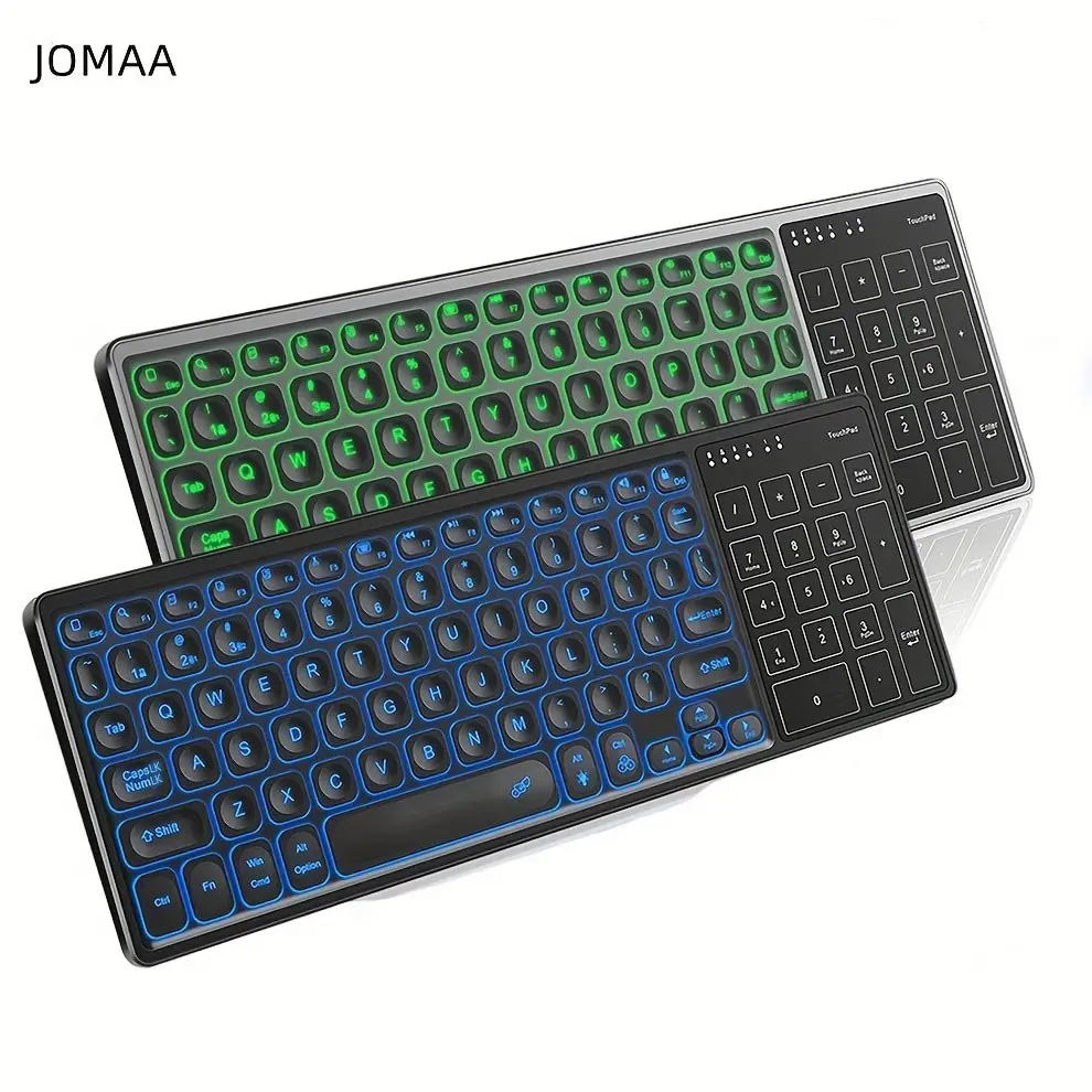 Rechargeable Keyboard with NumberPad BT Wireless Keyboard with Touchpad Backlit Keyboard for Tablet Phone Computer