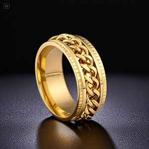 <span class=keywords><strong>Bague</strong></span> anti-stress en acier inoxydable noir style hip-hop, maillons cubains, inaltérable, pour hommes, tendance - Product Image 1