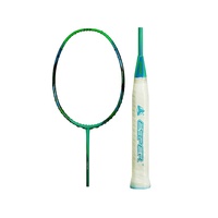 Raquette de badminton Konmat Sports Esper 82g, entièrement en carbone, manche en bois, tension de 30 LBS, cordes en fibre de graphite, fabriquée en poids 4U