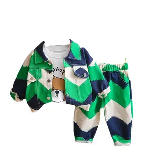 Toddlers Boys' Spring Clothing Sets Kids Cool Patchwork Denim Jackets And Pants 2 Pieces Sets For Autumn