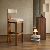 Tabouret de bar haut en bois massif, écologique et confortable, style mid-century modern, pour villa, salon, salle à manger, couleur personnalisable