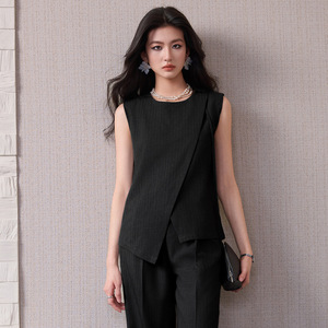 Women's Two Piece Suit Set Sleeveless Asymmetrical Solid Color Breathable No Wrinkle Treatment Leisure Wear - Product Image 2