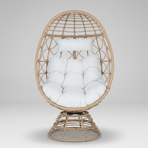 Poltrona a uovo girevole di tendenza, resistente, per esterni, da giardino, a forma di <span class=keywords><strong>nido</strong></span> d'uccello, in vimini, sospesa, rotonda, reclinabile in rattan - Product Image 4