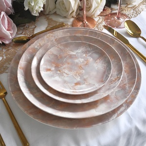 Modern Nordic Fine Bone China <strong>Dinnerware</strong> <strong>Set</strong> Gold Rim White <strong>Marble</strong> Design for Wedding Party Hotel - Product Image 5