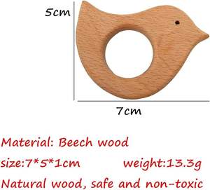 Encantador pájaro de madera de <span class=keywords><strong>dibujos</strong></span> <span class=keywords><strong>animados</strong></span>, forma de Animal Natural puro, juguetes de dentición de madera de haya, patrón hecho a mano, colgante de collar de joyería DIY - Product Image 5