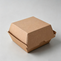 Boîte à hamburger pliable en papier kraft RUNWELL, matériau recyclé, conteneur jetable pour emporter, emballage alimentaire