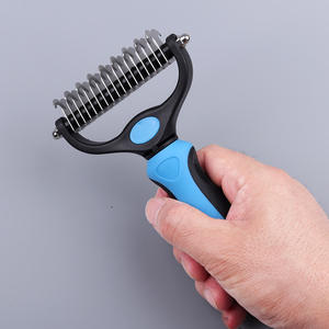 2025 Eco-Friendly Plastic 2-Side Dematting Tool Small Animals Grooming Brush Shedding <b>Undercoat</b> <b>Rake</b> Hair Removal - Product Image 6