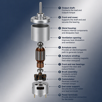 Moteur à courant continu RS-540 24V, moteur à aimant permanent à grande vitesse, diamètre 36mm, résistant aux éclaboussures, pour aspirateur Robot DIY