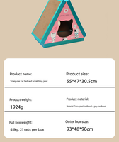 Maison à gratter triangulaire pour chat, en carton, avec pente verticale, grotte fermée pour chaton, durable, protection de meubles