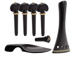 Hochwertiges Violin-Ebenholz-Zubehör 4er-Set (<span class=keywords><strong>Bowline</strong></span> Plate Axle Cheek Rest Tail Peg) Musik instrumenten zubehör - Product Image 1