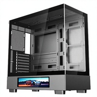 Boîtier PC de jeu ATX avec écran LCD, 2 fenêtres en verre, boîtier PC de bureau avec écran