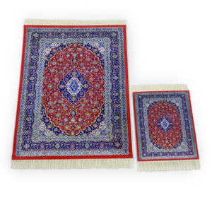 2pcs Pack Woven Rug Bohemian Style Carpet <b>Mouse</b> Pad Blanket Coaster for Table Decoration - Product Image 1