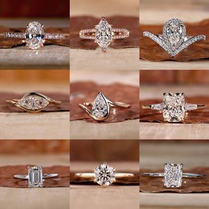 Gi сертифицированное 1CT грушевидное лабораторное выращенное Бриллиантовое 18k ТВЕРДОЕ ЗОЛОТО HPHT CVD VS1 лабораторное кольцо с бриллиантом для женщин свадьбы - Product Image 3