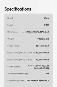 ขาตั้งกล้องโทรศัพท์อัตโนมัติ <span class=keywords><strong>Ulanzi</strong></span> <span class=keywords><strong>MT</strong></span> 85 รุ่นใหม่ แบบแม่เหล็กสองด้าน ควบคุมไร้สาย 10 เมตร ไม้เซลฟี่สำหรับเดินทางกลางแจ้ง - Product Image 3