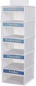 Organisateur de vêtements hebdomadaire à 5 étagères pour enfants, organisateur de vêtements scolaires pour enfants, organisateur de placard suspendu du lundi au vendredi, rangement - Product Image 2