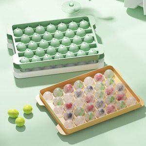 <span class=keywords><strong>Mini</strong></span> bandeja redonda de plástico sin BPA para cubitos de hielo, molde para Hacer bolas de hielo con tapa, función sostenible para helados - Product Image 4