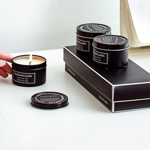 AIKUN Exquisite Black Iron Jar Candle Aroma Candle Wedding <b>Gift</b> Scented Candle With One <b>Box</b> Has Three Jars - Product Image 4