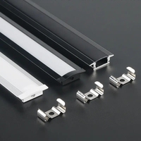 Bande lumineuse à LED Gouttière en aluminium 17*7mm Profilé encastré en aluminium avec diffuseur Blanc Noir pour éclairage à LED