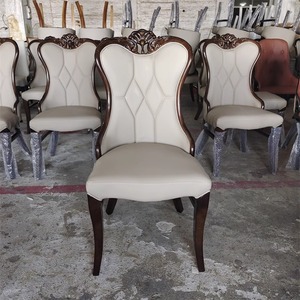 High-End americano intagliato in legno massello sedia da pranzo schienale morbido casa Hotel Box sedia ristorante Design moderno in <span class=keywords><strong>pelle</strong></span> Pu sedia - Product Image 2