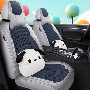 Chepeng Hall bantal kursi mobil, empat musim 100% sarung kursi poliester kain Linen semua termasuk lucu kartun bernapas - Product Image 2