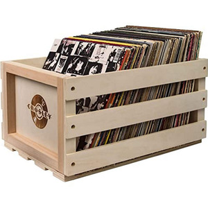 Retro Record Holder Wood Crate Hold 75+ Albums Wooden Record Crate Stackable Vinyl Record Storage Crate