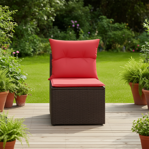 Sofá de Jardín de Mimbre Sintético Marrón, 21.65 x 24.41 x 27.17 Pulgadas, un Asiento, Muebles de Exterior, Impermeables, Diseño Contemporáneo - Product Image 2