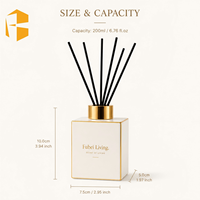 FUBEI LIVING Bouteille diffuseur de parfum carrée de luxe en céramique blanche avec bouchon électroplaqué doré, récipient vide pour diffuseur d'arômes