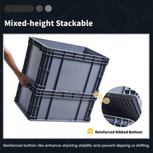 400*300*230 ağır mavi istiflenebilir geri dönüşümlü plastik katı kutu hareketli kasalar depolama taşıma Eurobox lojistik kutuları - Product Image 3